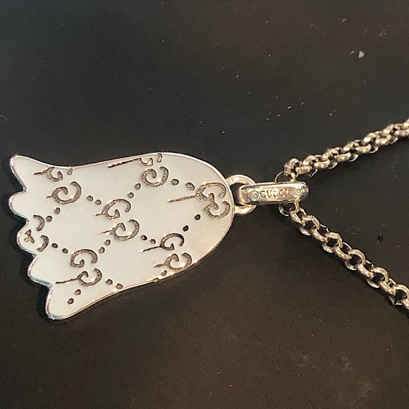 GUCCI Sterling Silver Ghost GG Monogram Necklace 21” Unisex NIB - Picture 12 of 17